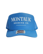 montauk brewing co blue truckers cap